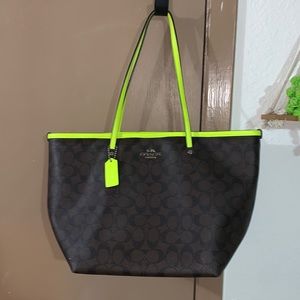Coach Tote Bag Signature City Neon Taxi